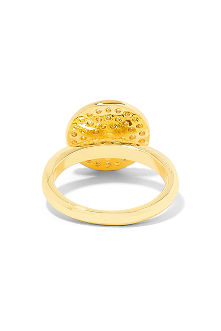Pavé Circle Disc Ring, Gold-Plated Brass & Cubic Zirconia